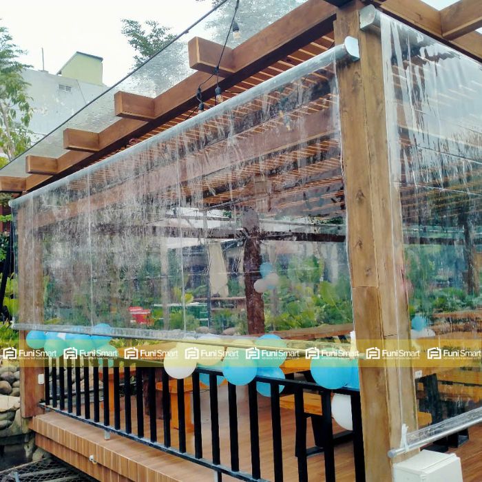Bạt cuốn trong suốt che mưa tự động