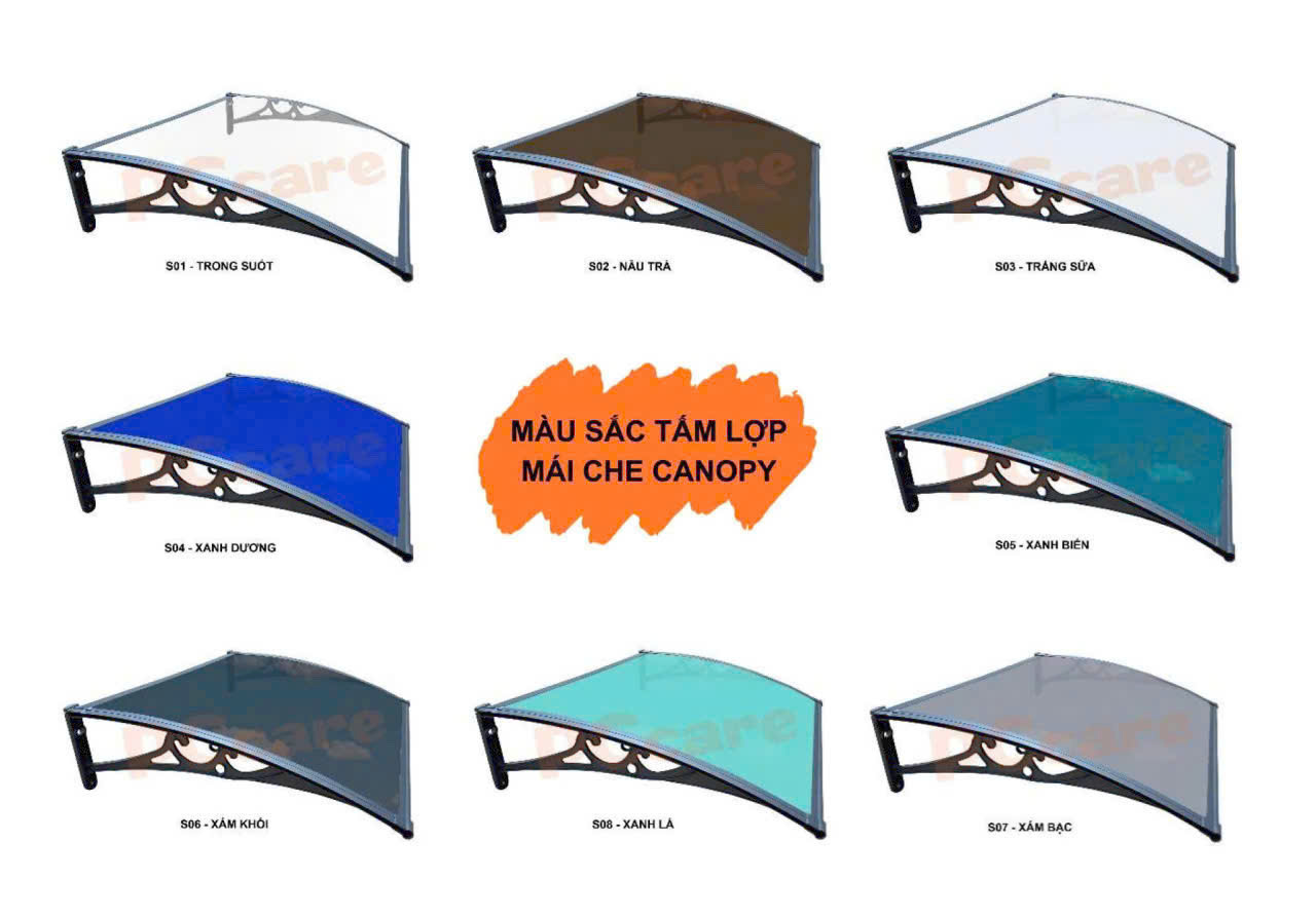 Các mẫu mái hiên che nắng mưa cửa sổ đa dạng màu sắc