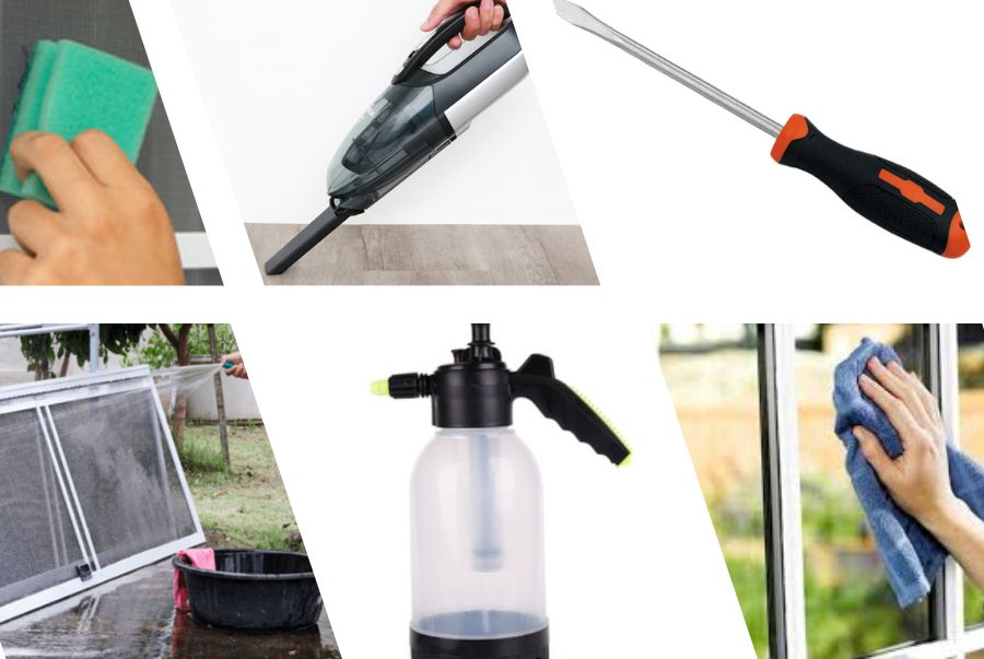 Công cụ để vệ sinh cửa chống muỗi tại nhà