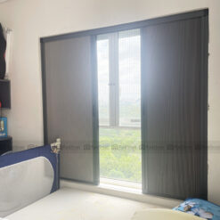 Cửa xếp rèm tổ ong che nắng cửa sổ hệ 40 xích không ray