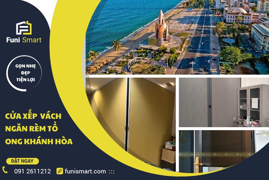 Cửa xếp vách ngăn rèm tổ ong Khánh Hòa