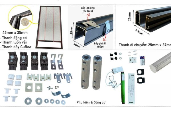 Phụ kiện và động cơ của rèm tổ ong tự động