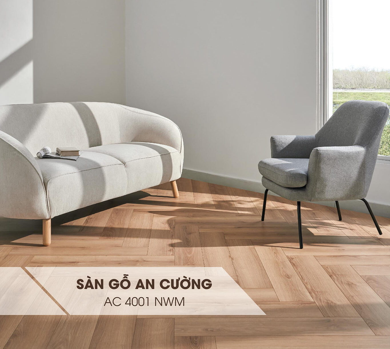 Sàn gỗ ván An Cường dạng xương cá