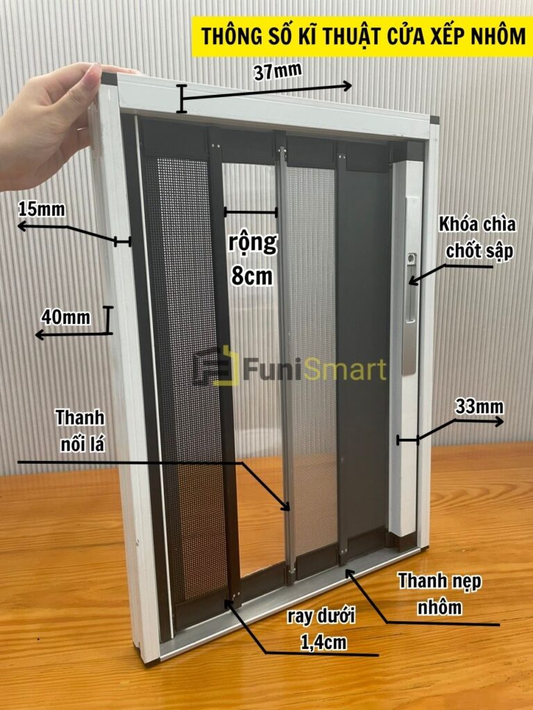 Thông số kỹ thuật cửa xếp lá nhôm