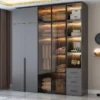 Tủ áo nhôm cánh kính kết hơp MDF Melamin