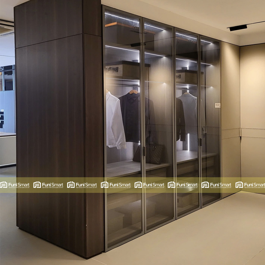 Tủ áo nhôm tổ ong cánh kính Funismart