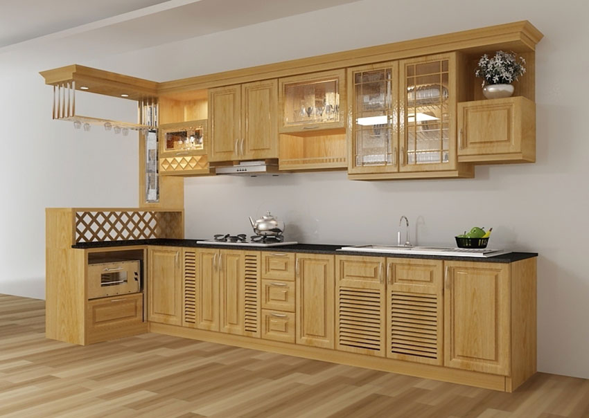 tủ bếp gỗ kết phối màu nội thất cho căn bếp của bạn