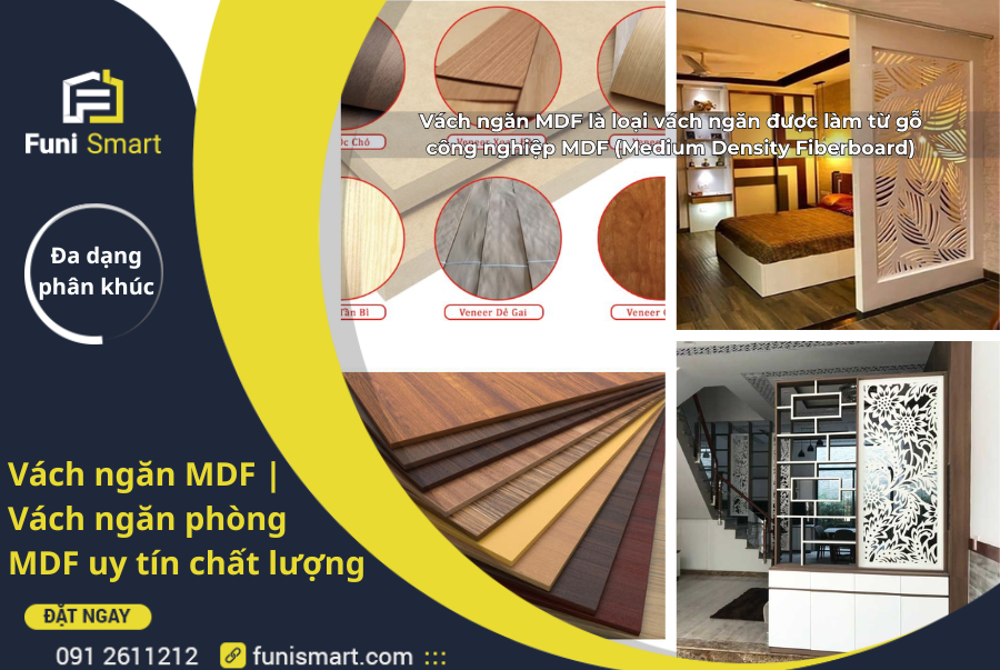 Vách ngăn phòng MDF tại Funismart uy tín chất lượng