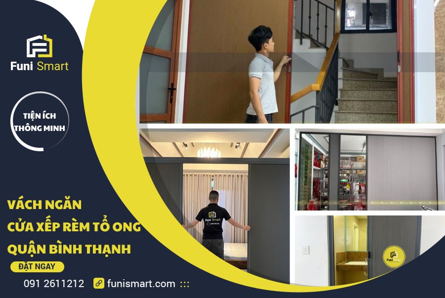 Vách ngăn cửa xếp rèm tổ ong quận Bình Thạnh