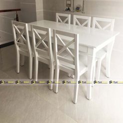 Bộ bàn ăn 6 ghế giá sơn trắng hiện đại