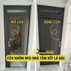 Cửa nhôm xếp nhà vệ lá kín lá đặc Funismart