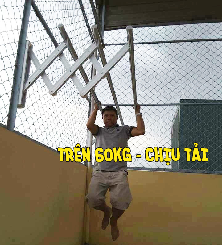 Giàn phơi gắn tường nhôm dầy chịu tải trên 60 kg