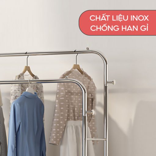 Giá treo quần áo INOX 304 GIÁ RẺ CAO CẤP - 1 tầng để đồ