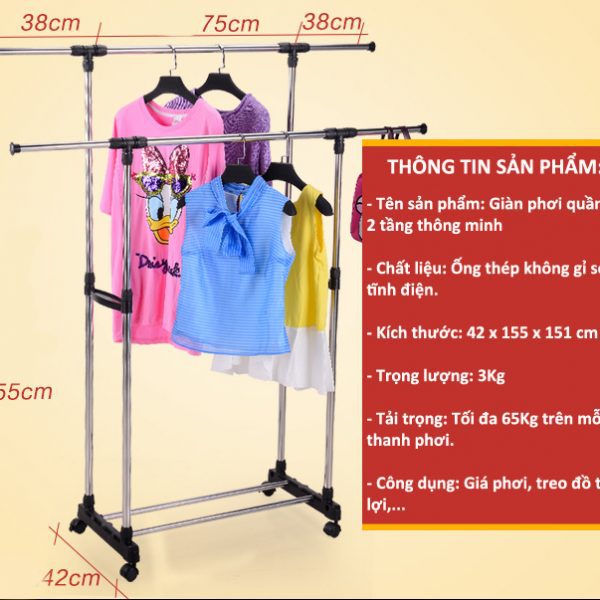 Kích thước giàn phơi quần áo hai tầng Kích thước giàn phơi quần áo hai tầng