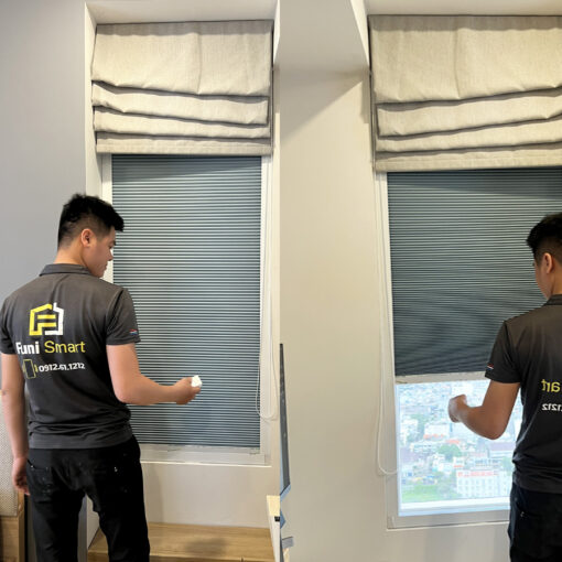 Rèm tổ ong cửa sổ tự động che nắng trong kính hoặc bên cạnh kính