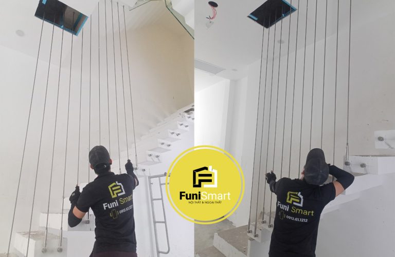 Thi công cầu thang cáp chuyên nghiệp tại công ty Funismart