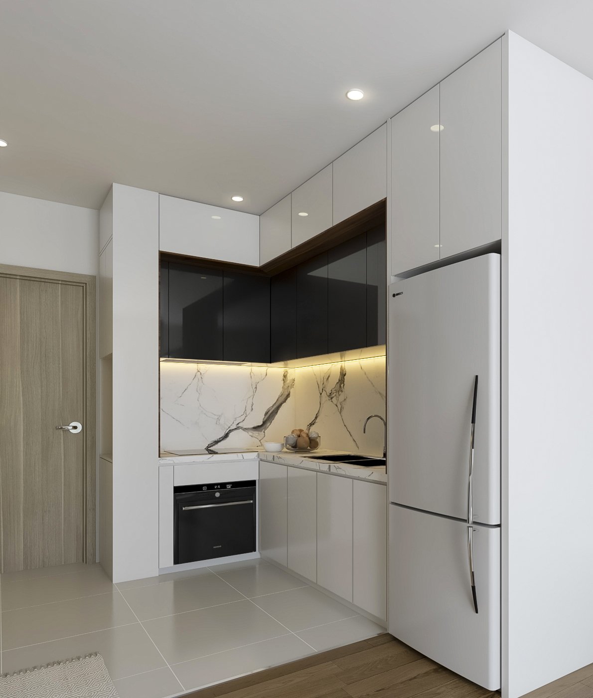 Mẫu thiết kế nội thất chung cư hiện đại phòng bếp 2