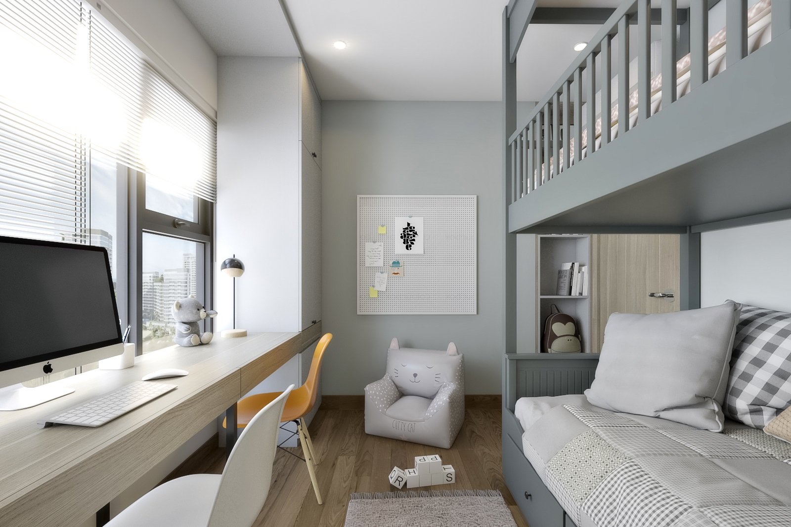 Mẫu thiết kế nội thất chung cư hiện đại phòng ngủ trẻ em 3