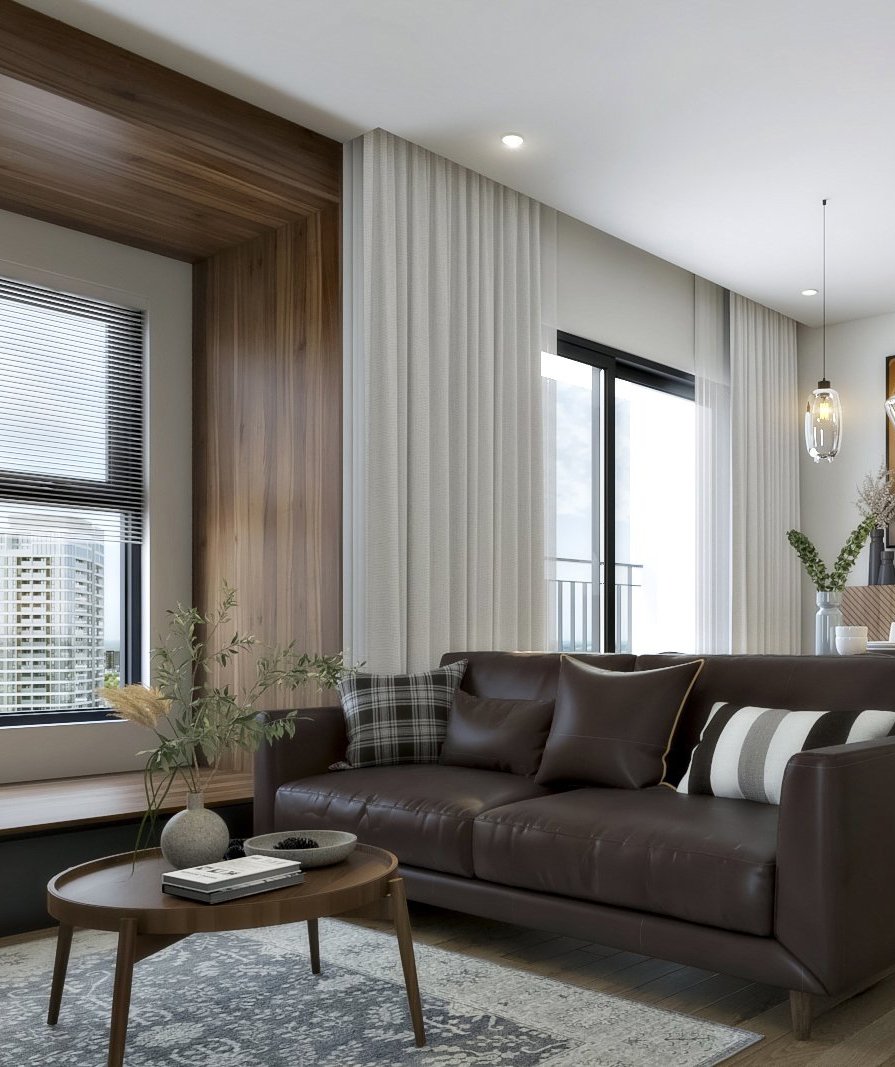 Mẫu thiết kế nội thất chung cư hiện đại phòng khách 2