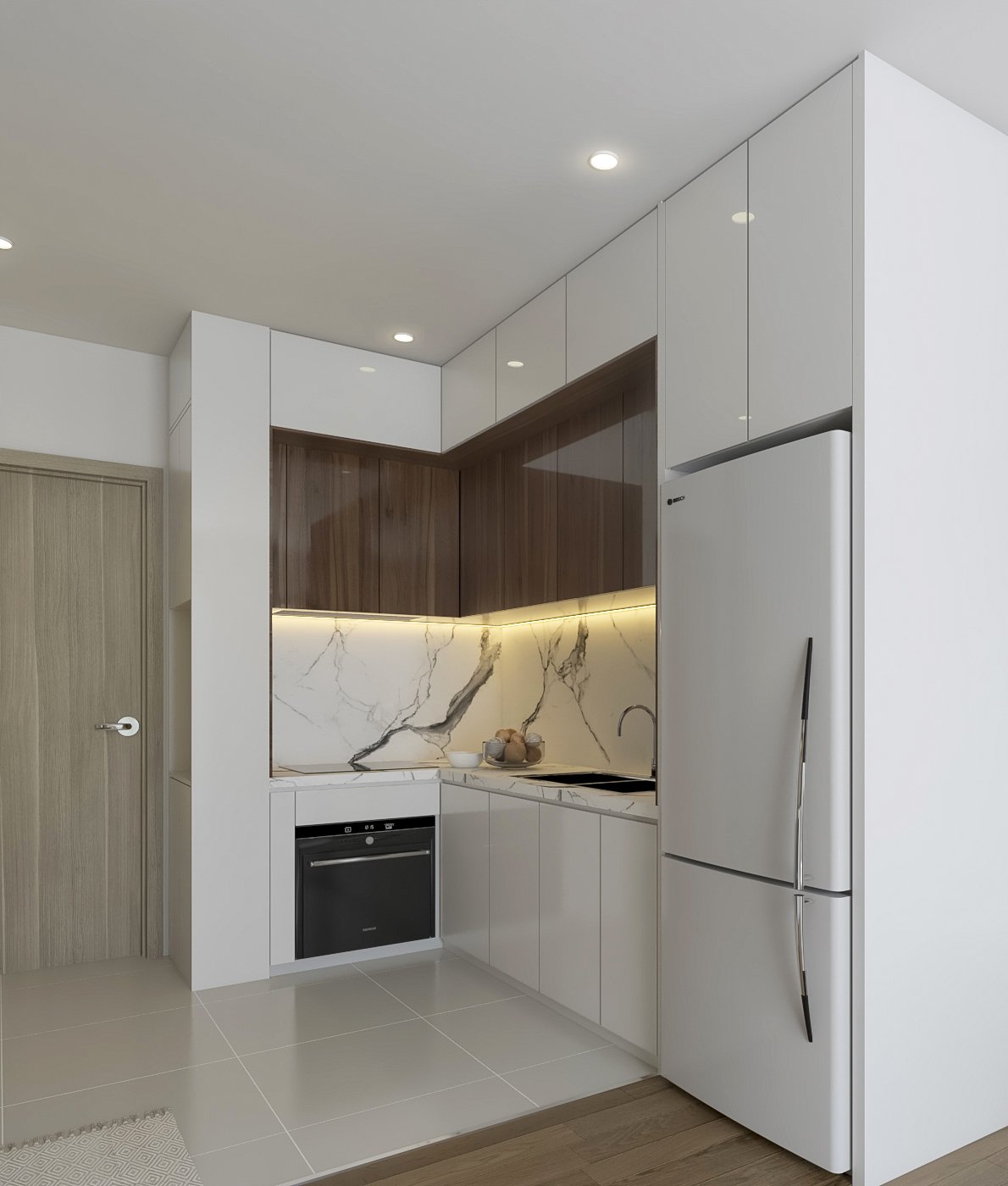 Mẫu thiết kế nội thất chung cư hiện đại phòng bếp