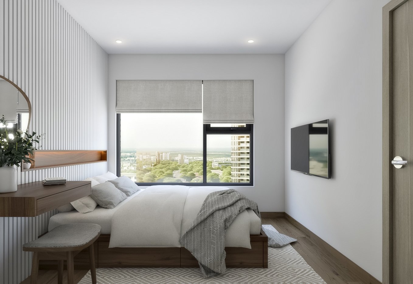 Mẫu thiết kế nội thất chung cư hiện đại phòng ngủ vợ chồng 2