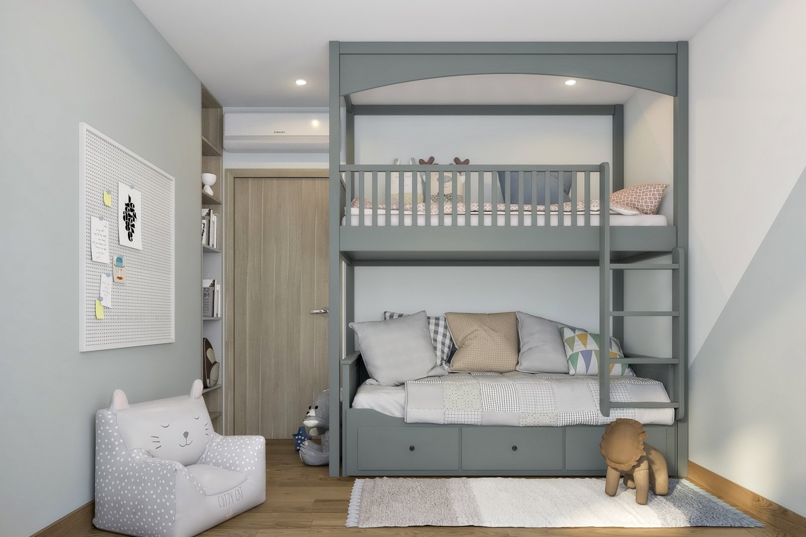 Mẫu thiết kế nội thất chung cư hiện đại phòng ngủ trẻ em