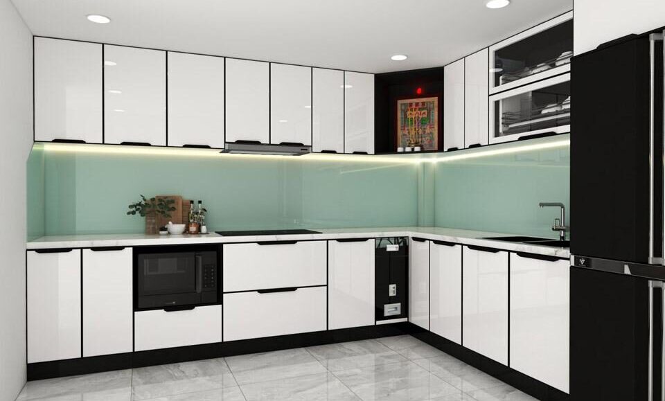 Tủ bếp inox cánh kính