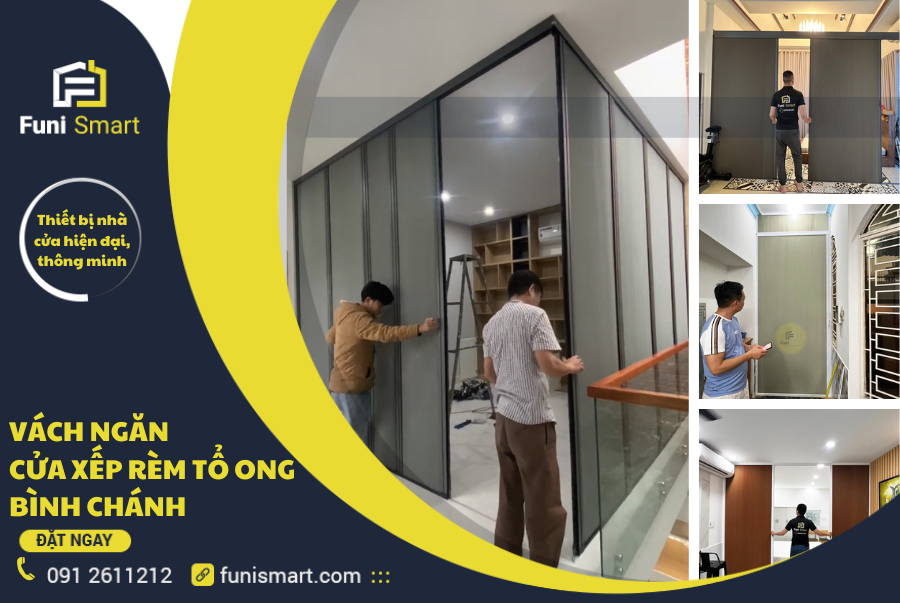 Vách ngăn cửa xếp rèm tổ ong Bình Chánh