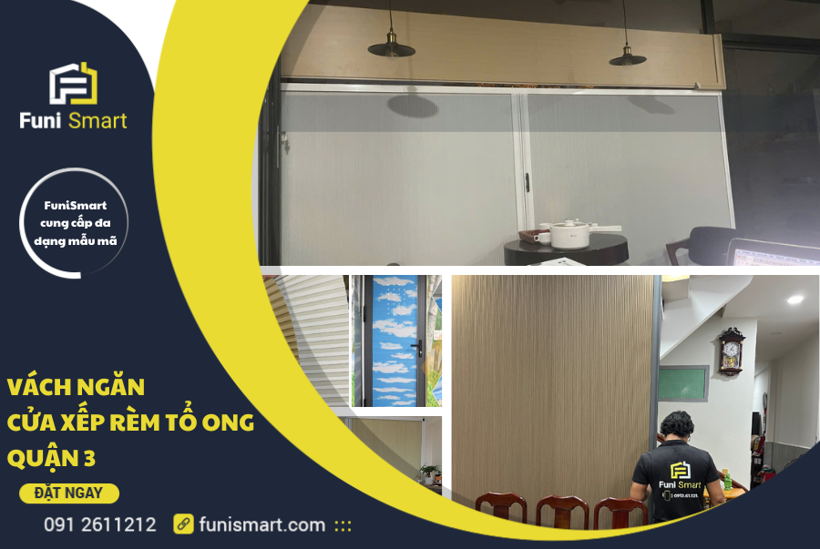Vách ngăn cửa xếp rèm tổ ong quận 3 | Đa dạng mẫu mã