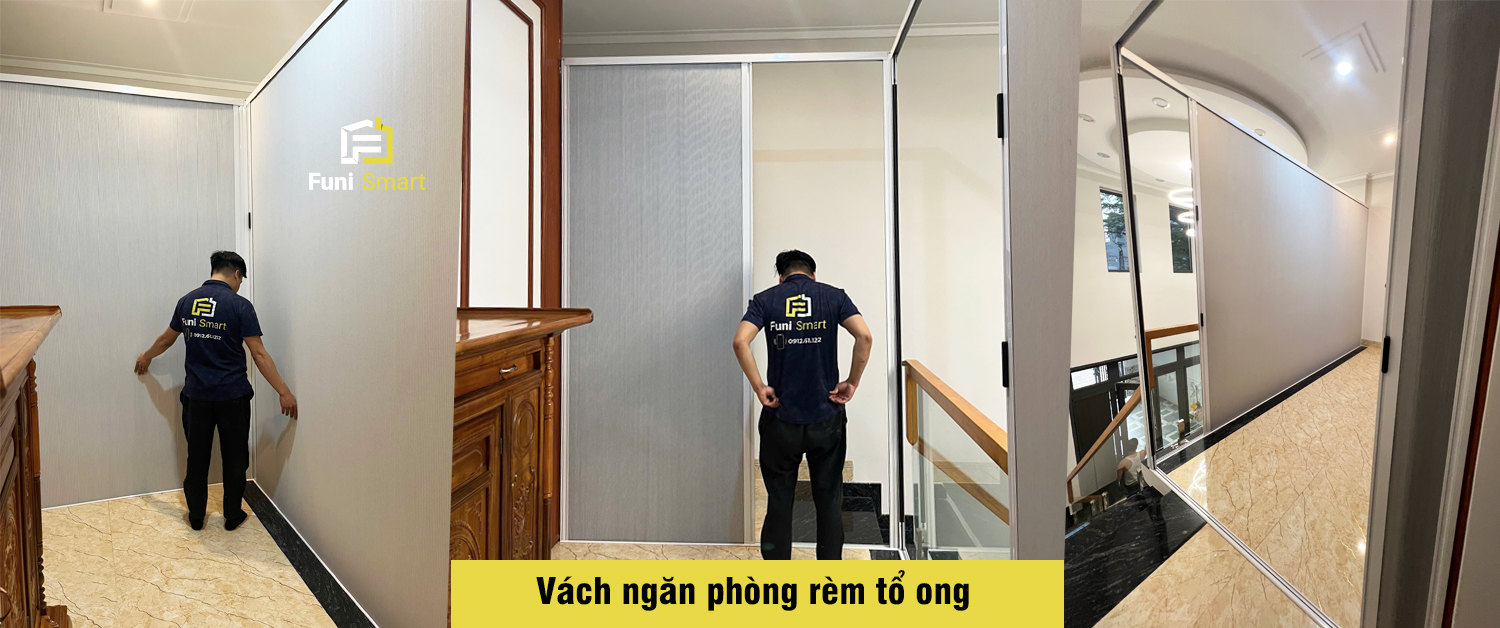 Vách ngăn tổ ong di động xếp gọn nhà thầu Funismart