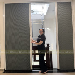 Vách ngăn tổ ong hệ xếp xích nhôm 40 ko ray nhà Funismart